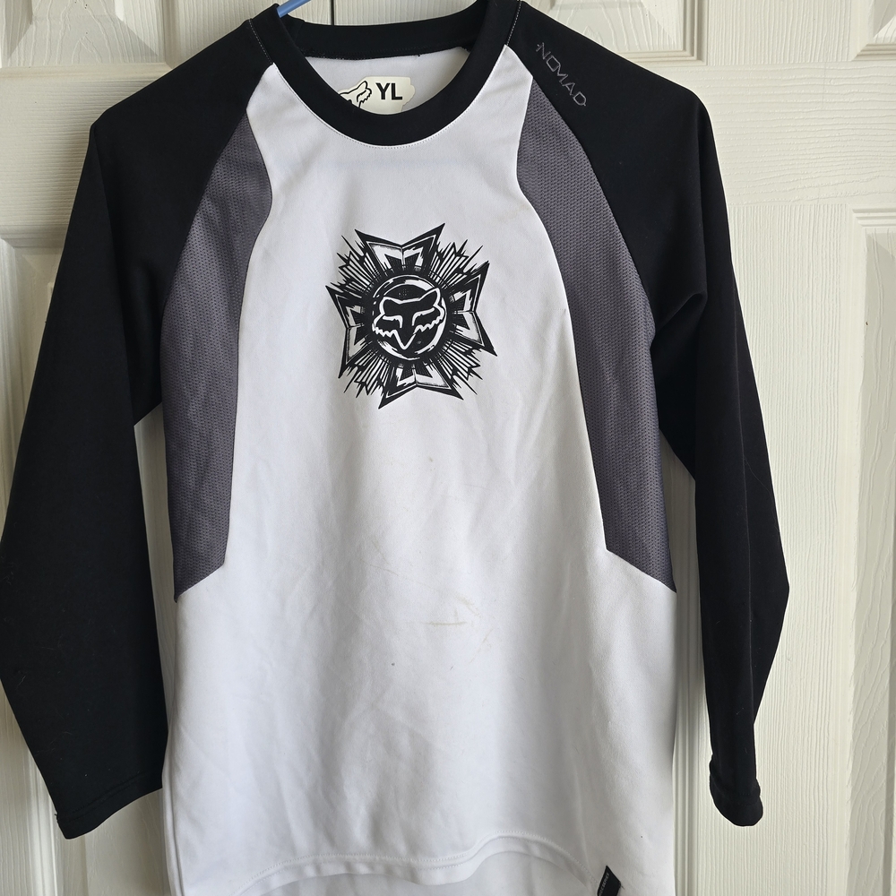Fox Black and White Long Sleeve Kids Tee